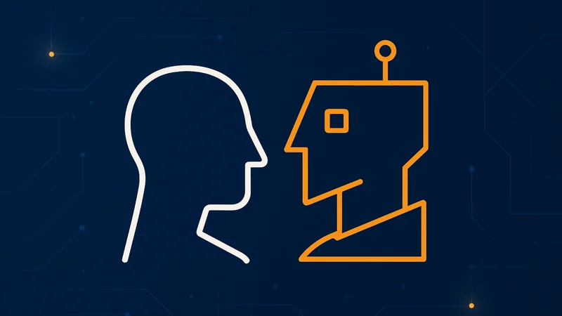 Illustrazione astratta di un profilo umano e uno robotico, simbolo di Cronache Digitali